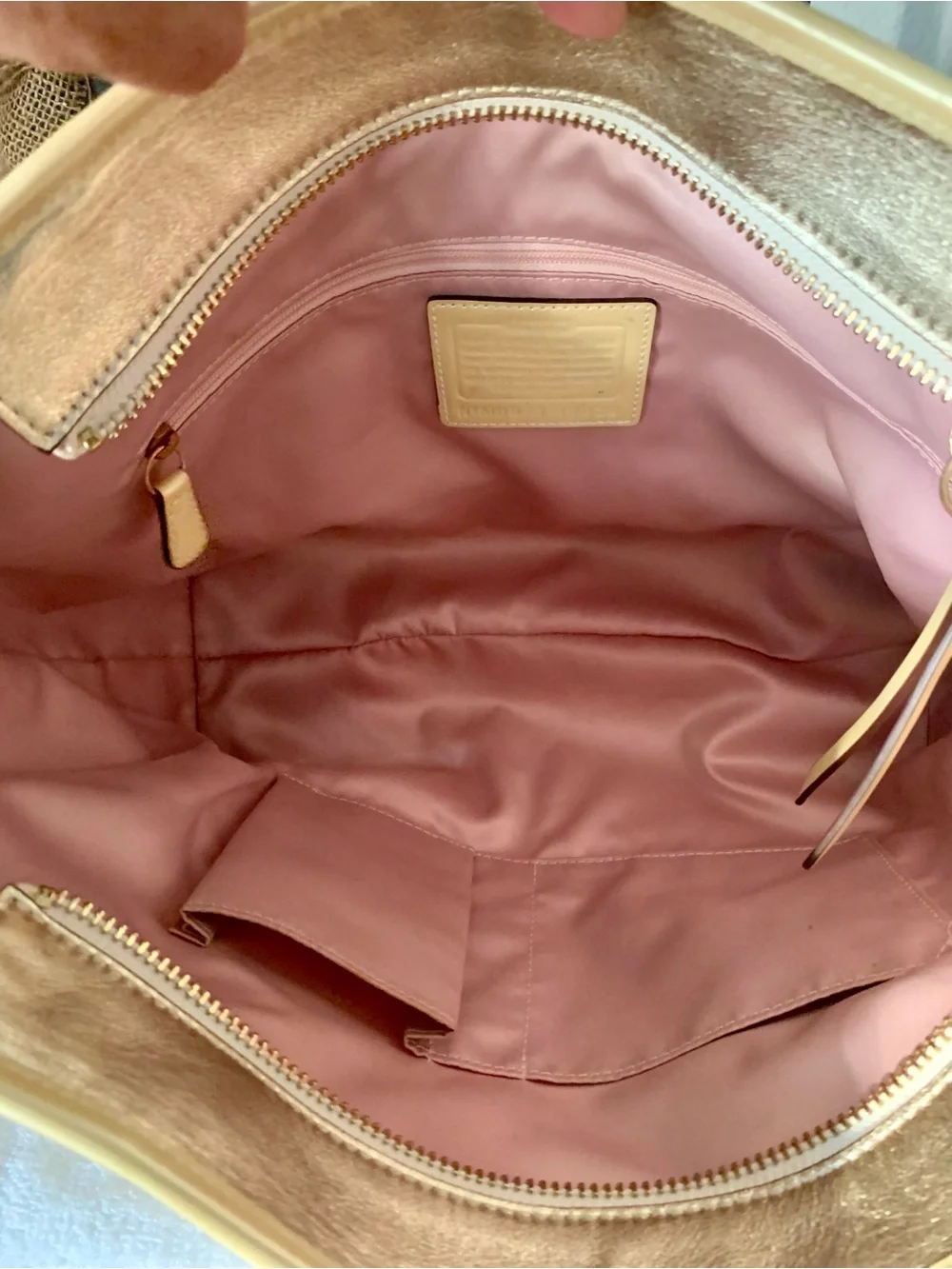 Coach Limited Edition Hampton Cream Tote with Gold Floral Appliqués